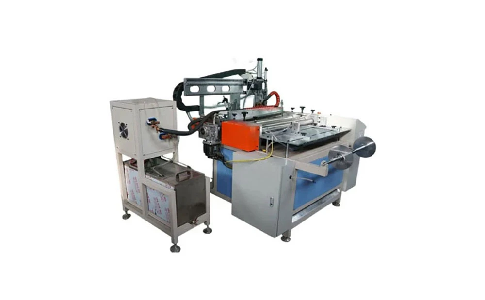cnc automatic roll cross cutting machine, plc touch screen mesh filter cloth cutting machine, white background product photo